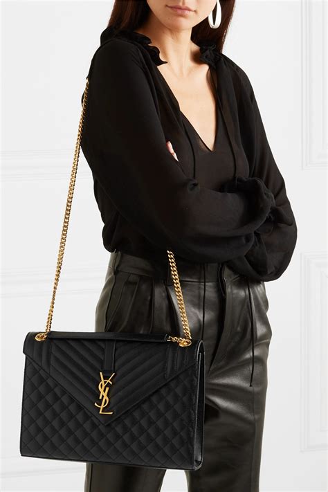 black leather ysl bag|large ysl shoulder bag.